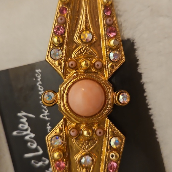 Vtg LISA & LESLEY Pink Aurora Borealis Rhinestone Art Deco Brooch - Picture 7 of 7